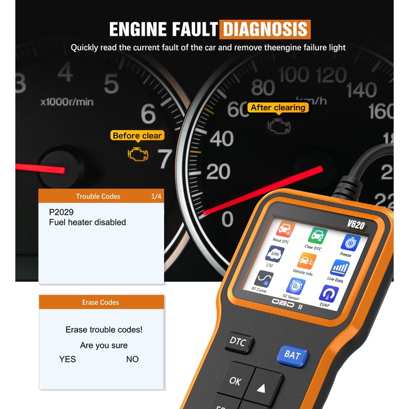UMEIJA OBD2 Scanner with Upgrade Battery Tester - Diagnostic Tool