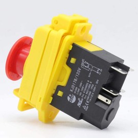 KEDU KJD17B 120V/16A 5 Pins Industrial Electromagnetic Switch Waterproof ON Off Push Button Switches Emergency Stop Button Switches for Electric Power Tools Grinder Cutting Machine Tool Equipment