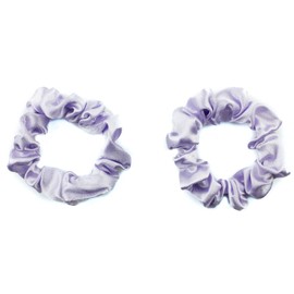 Mytoptrendz® 2 pcs Plain Colour Small Scrunchies Skinny Silky Satin Traceless Ponytail Holder Hair Ties for Women Girls Kids Thin Fine (Lilac)