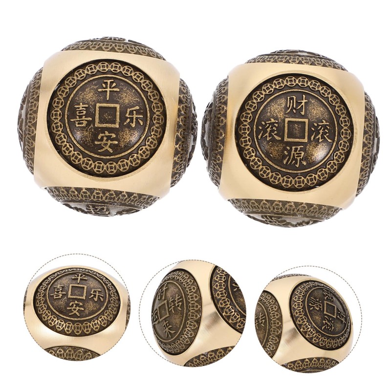 ORFOFE Solid Brass Exercise Ball 2pcs Handballs for Sports Massage