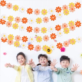 8 Set Daisy Garland Daisy Groovy Boho Party Banner Daisy Hanging Swirls Colorful Daisy Flower Banner for Hippie Party Two Groovy Birthday Baby Shower Party Home Classroom Decorations