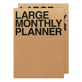 JSTORY Large Monthly Planner Set of 2 Stitch Bound Flat Lay Year Round Flexible Cover Goal/Time Organizer Thick Paper Eco Friendly Customizable A4 16 Months 36 Pages 18 Sheets Kraft