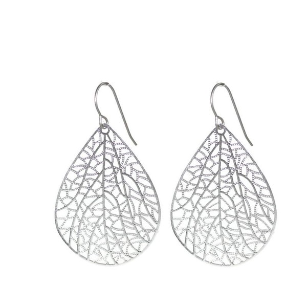 Pretty Smart Handmade Filigree Dangle Earrings Lightweight Teardrop Leaf Cutout