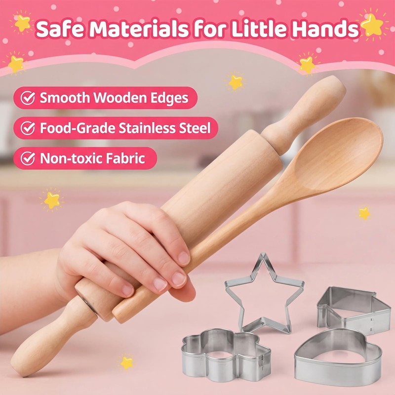 WEILAIDI 11PCS Kids Baking Set for Girls Ages 3-8, Toddler