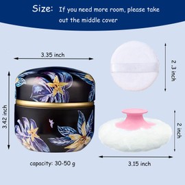 Qopoto Body Powder Puff and Container for Dusting Powder, Women Powder Puff and Powder Case for Bath and Travel (Procumbens Flowers)