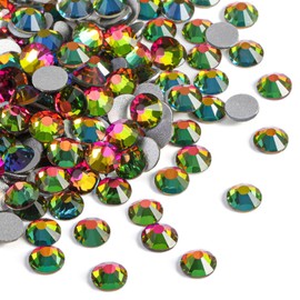 BEADSLAND 288 pieces flat back rhinestones, nail crystals rhinestones for nails, rainbow, SS30 (6.4-6.6 mm)