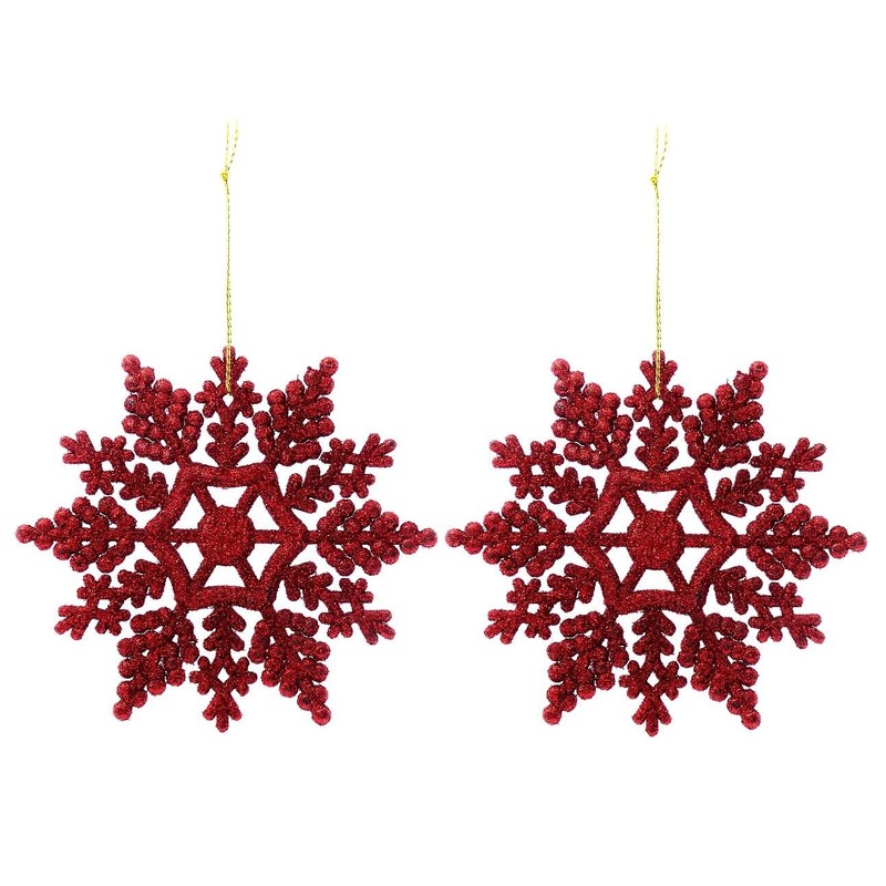 Simply Products Pack of 6-10cm Glitter Hanging Decoration, Snowflakes Christmas