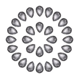 MECCANIXITY 100Pcs 10 x 14 mm Teardrop Rhinestones Acrylic Pointed Back Rhinestone Beads Gems for Jewelry Making Costume Crystal Embellishments Crafts, Gray
