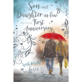 Son & Daughter In Law On Your First 1st Happy Anniversary Card Lovely Verse