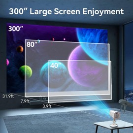 Generic Video Projector, 360° Rotatable WiFi HD 1080P LED Portable Mini Projector with Speaker, Multimedia Home Theater Movie Projection for Smartphone, Tablet, Laptop (White)