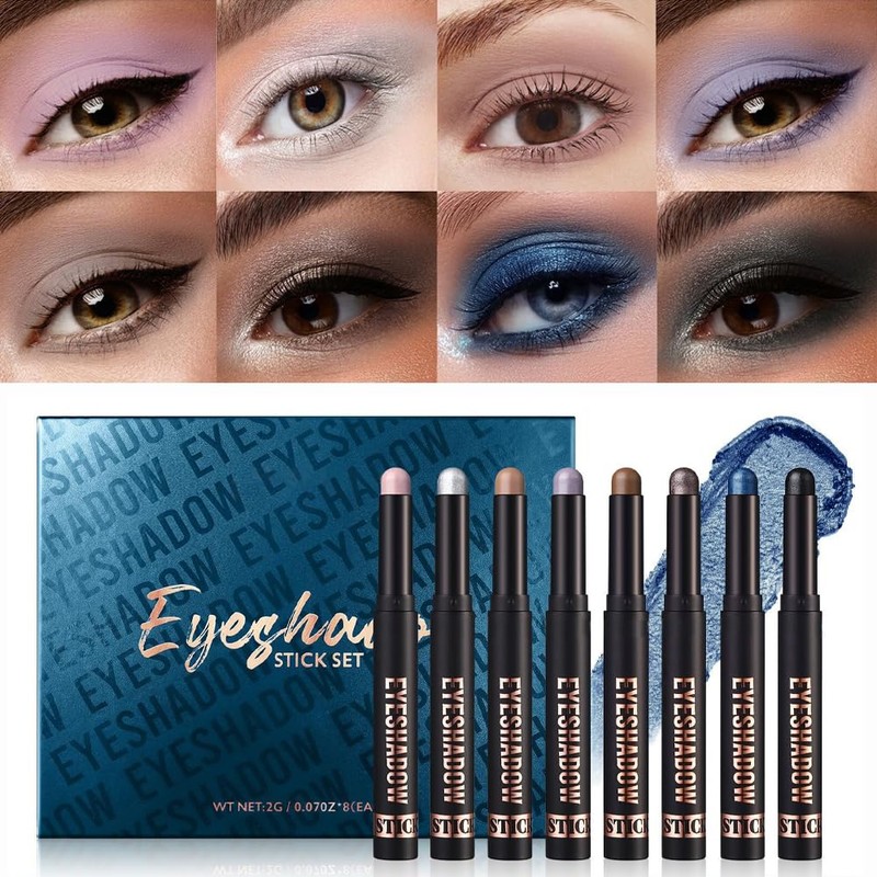ALIIP Eyeshadow Stick, 8 Colours Creamy Eyeshadow Stick Set, Matte