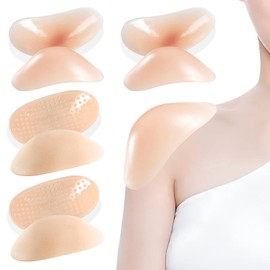 Zaruatu Silicone Shoulder Pads for Women Clothing Soft Adhesive Shoulder Pads for Women Anti Slip Enhancer Shoulder Pads for Jackets Dress Suits (Clear & Skin)