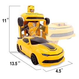SuperPower Remote Control Car Transforming Bumblebee Classic Disguise Action Figure Hero Robot Toy with One Button Transformation