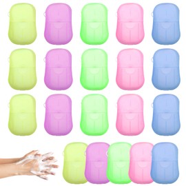 Scettar 20 Boxes Travel Soap Sheets (400 Sheets Portable Soap Sheets, Portable Soap Flakes, Disposable Soap for On the Go for Hiking and Trekking Tours Outdoors (5 Colours)