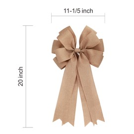 Meseey 2 Pcs 20 x 10 Inch Large Burlap Bows Farmhouse Wreaths Jute Bow for Gift Wrapping Tree Topper Front Door Home Decorations