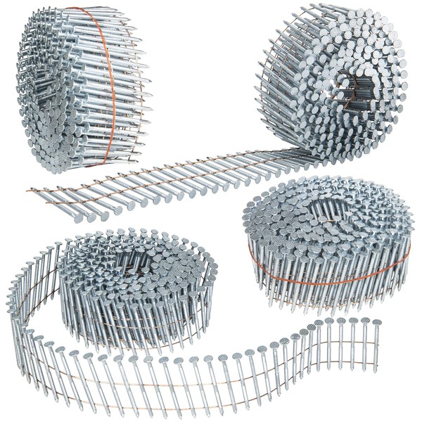 Coil Siding Nails 1-3/4-in 15 Degree Stainless Steel Coil Siding Nails 1200 Count 1-3/4-Inch x .092-Inch Ring Shank Cold-Dipped Galvanized Collated Wire Coil Nails