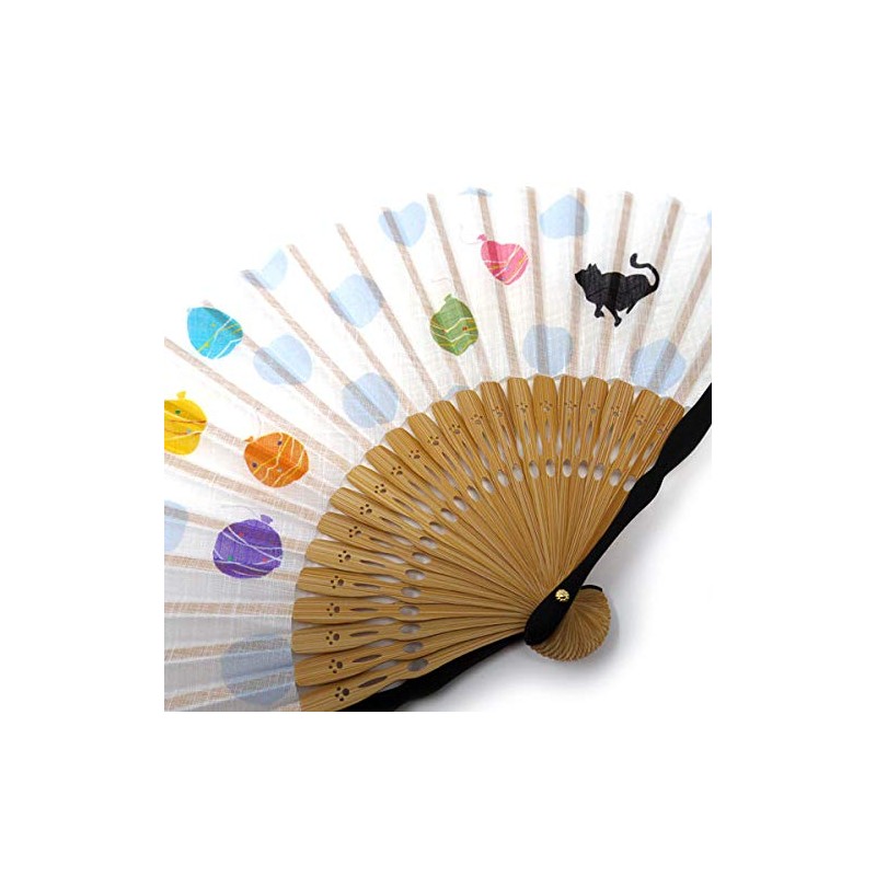 Stylish kimono Iroha Cat Play Fan, Cloth Fan,, 2642: Cat