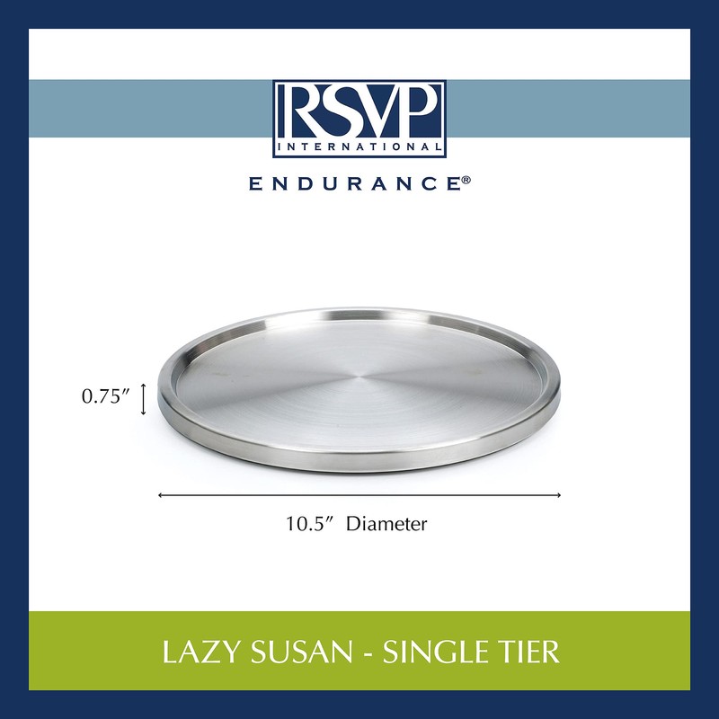 RSVP International Endurance TURN-1 Turntable Lazy Susan, Stainless Steel, 10.5"