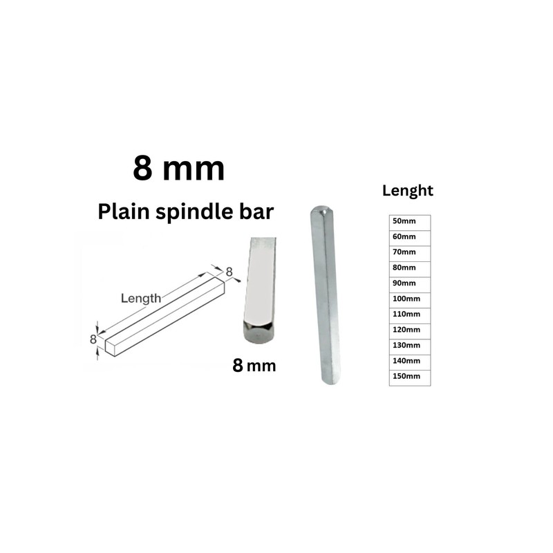 8mm Windows UPVC and Door Handle Spindle Plain Bar 50mm