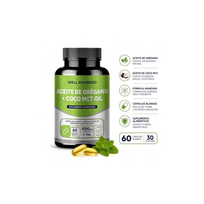 Aceite De Orégano Aceite De Coco 60 Capsulas (1000 mg