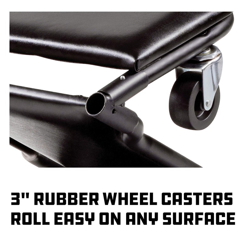 Powerbuilt 42-Inch Triplex Folding Creeper, Rolling Seat, and Brake Stool,