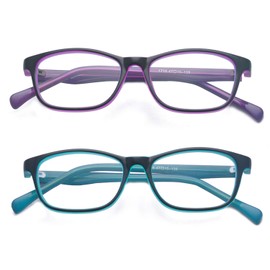 Outray 2 Pack Kids Teens Blue Light Filter Computer Glasses for Blocking Anti Eye Eyestrain Transparent Lens Glasses Set3