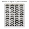 20 Pares De Pestañas Postizas 3d Mixtas De Visón Natural