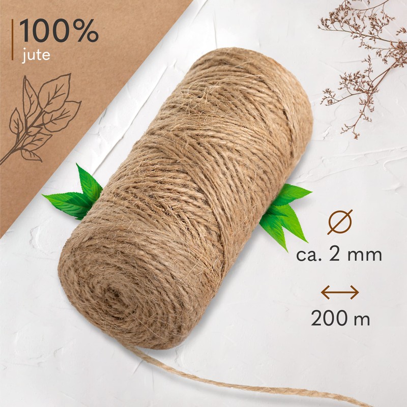 goldmariechen Premium Jute Twine - 200 m Cord with Approx.