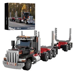 SymGrpu City Ametican Log Truck Building Blocks Kit, 444 Pieces Truck Clamping Blocks Building and Exhibiting, STEM Collectible Vehicles Model Toy for Adults Teens