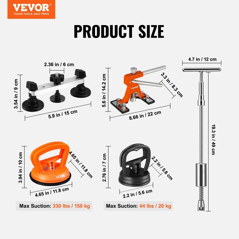 VEVOR 117 PCS Dent Removal Kit, Paintless Dent Repair Kit