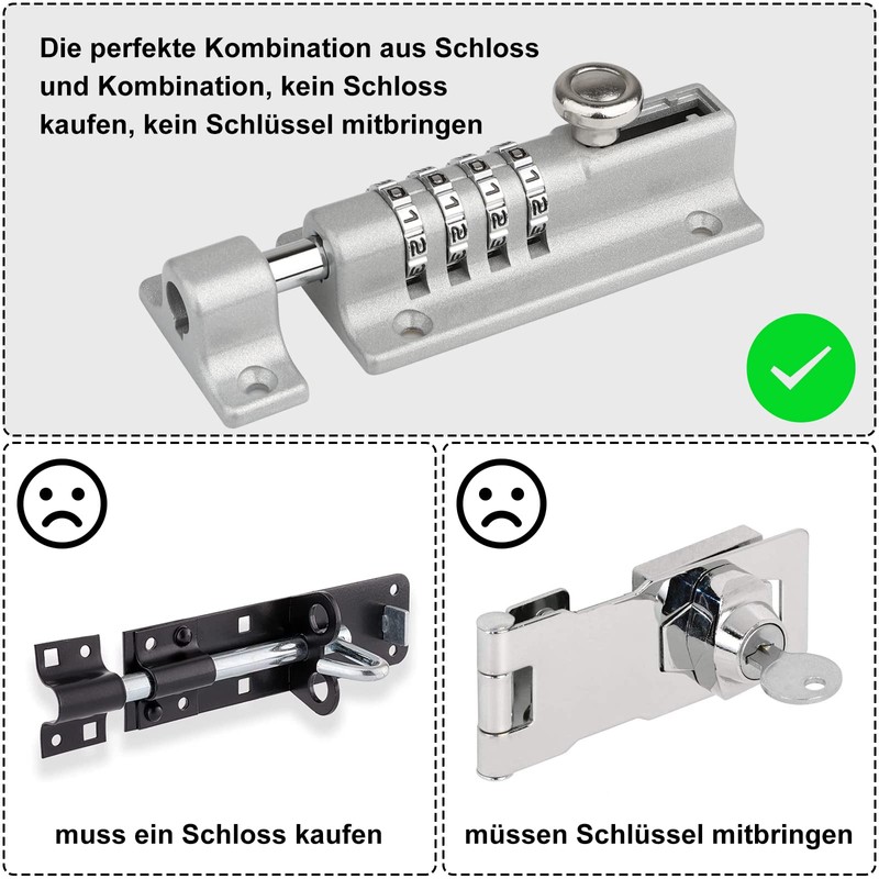 Gate Latch with Combination Lock, [Weatherproof] Spopal 120 mm 4-Digit