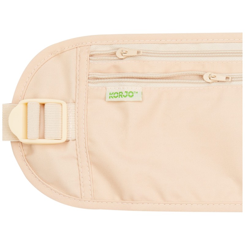 Korjo Polycotton Money Belt, 2 Zippered Compartments, for Travel