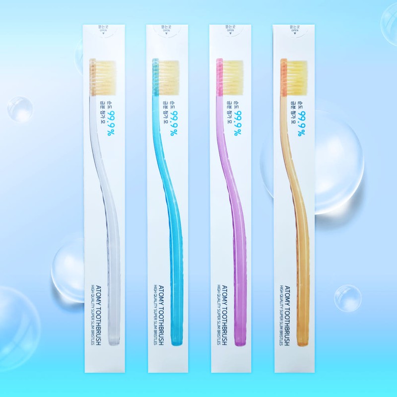 1 box of 8 Atomy toothbrushes (antibacterial, 99.9% gold powder,
