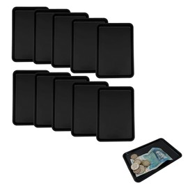Chabrias Ltd Pack of 10 Plastic Rectangle Tip Trays - Professional Bill Presenter for Bars, Restaurants, and Hotels (Black)