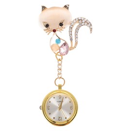 VALICLUD Fox-Shaped Nurse Fob Watch, Clip-on Pocket Watch with Rotating Dial, Easy-to-Read Quartz Movement for Medical Professionals and Nursing Students