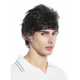 WIG ME UP - M-252A-8H26 Wig for Men and Women, Short Retro 80s Toupled Wild as Uncombed Brown Blonde Highlighted