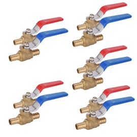 GUOFIS 10 Pack 1/2 Inch PEX Shut Off Valve,1/4 Inch Turn Full Port Ball Valves,Hot (Red) Cold (Blue) Water Shut-off Stop Valve,Pex Brass Ball Valves