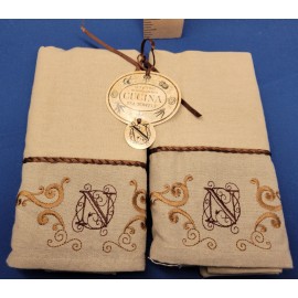 Cucina Monogram Cucina Tea Towels "N" Set of 2 Cotton 24x18 inches 300