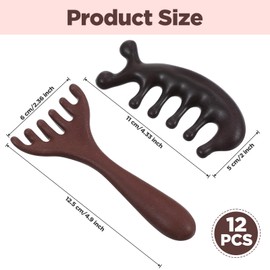 Guduling 2 Pcs Scalp Massager Comb,Wood Scalp Massager,Wooden Massage Comb,Massage Combs for Head & Body Massages, No Static, Gua Sha Therapy, Stress Relief Hair Care for Men & Women