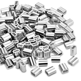 CooBigo 120Pcs 1/8""Cable Crimp Sleeves, Aluminum Wire Rope Crimping Loop Sleeve. Cable Ferrules for Cable and Wire Rope Crimp Double Barrel Crimp Sleeves (M3-1/8"")