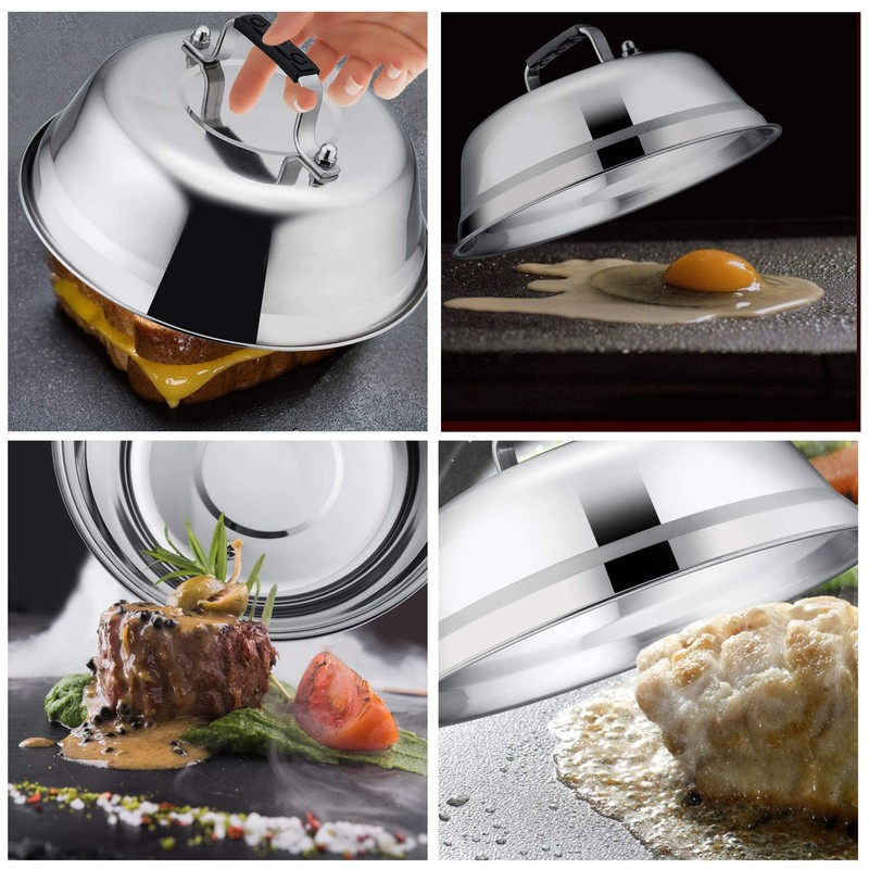 4Pack Cheese Melting Domes, Leonyo 9IN Heavy Duty Stainless Steel