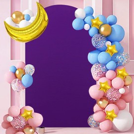 FANPROMS Wedding Arch Backdrop Cover Purple 2.1FTx5FT Frame Backdrop Cover for Spandex Fitted Arch Backdrop Cover Chiara Backdrop Cover Arched Stretchy Stand Wall for Birthday Party Decorations