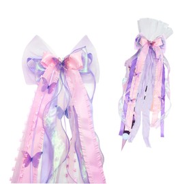 XJLyaya School Cone Bow Girls, Bow School Cone Girls, Bow for School Cone with Elegant Satin Ribbons (Pink Purple)