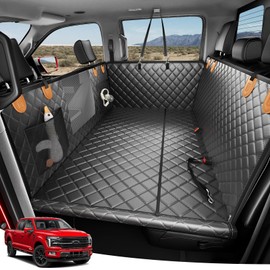 Zanch Heavy-Duty Dog Truck Seat Cover, Flat Solid Back Seat Extender for Multi Large Dogs, Hard-Base Supports 450 lb, Waterproof Hammock Protector, XL for Full-Size Crew Cab Trucks & SUVs, Orange