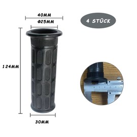 Wheelbarrow Handles, Set of 4 Handles for Wheelbarrow, 25 mm Rubber Cart Handle, Non-Slip Wheelbarrow Handles, for Bicycle, Wheelchair, Motorcycle