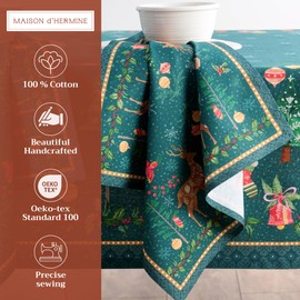 Maison d' Hermine Fabric Napkins, Set of 4, 100% Cotton, Reusable Fabric Napkins, Christmas, Autumn and Everyday Use, Washable for Dining Table or Wedding (Hygge Christmas, 45 x 45 cm)