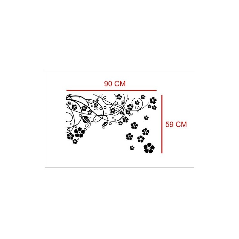 Vine Wall Sticker and Sticker Design with Flower Size (59x91)