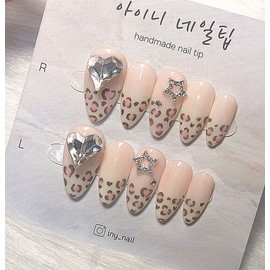 [Commemorating store openingSuper special discount]Warm Latte Gyaru Hope Nail Tip - Gyaru Stiletto / [입점기념초특가할인]따뜻한 라떼갸루 호피네일팁 - 갸루스틸레토
