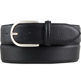 BELTINGER Women's Belt Made of Grained Leather with Quilted Seam, 4 cm, High-Quality Leather Belt with Pigment Embossing, 40 mm, Women's Jeans Belt with Round Belt Buckle, 4 cm, black, silver