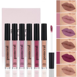 pomcral 6 Color Matte Lip gloss Sets Velvet Lip Glaze Moisturizing Waterproof Nude Lipgloss Tint Long Lasting Lipgloss Liquid Lipstick Kit